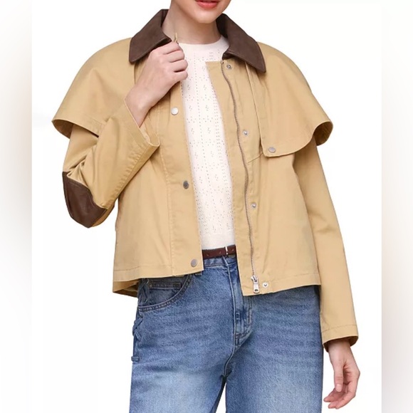 Avec Les Filles Women's Cropped Cape Trench Coat NEW With Tags Size Large - Picture 3 of 10